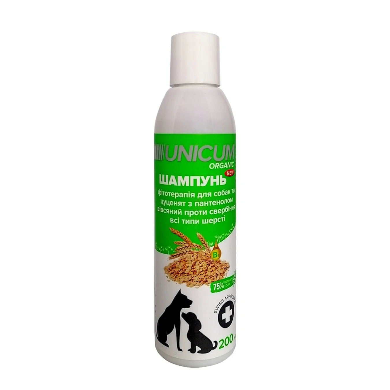 Шампунь для собак з пантенолом та екстрактом вівса UNICUM ORGANIC, 200 мл