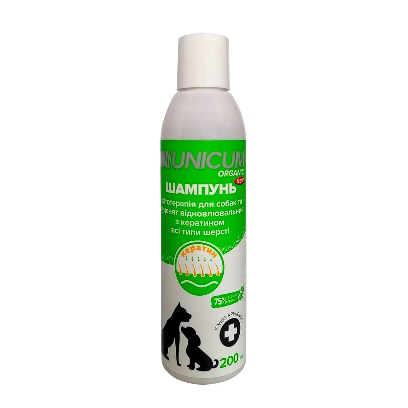 Шампунь для собак з кератином UNICUM ORGANIC, 200 мл
