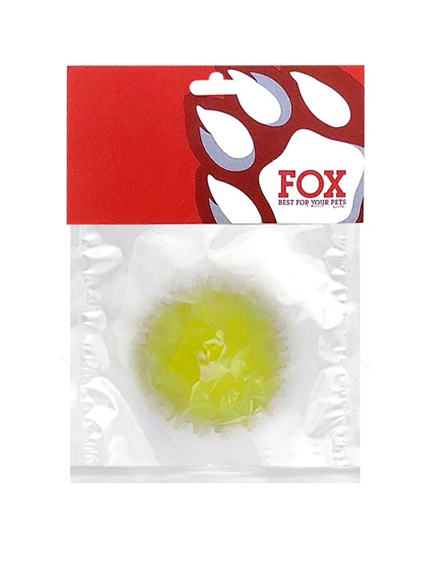 Іграшка для собак ТМ «FOX» «М’яч із шипами» жовтий, 7,5 см (із запахом ванілі)