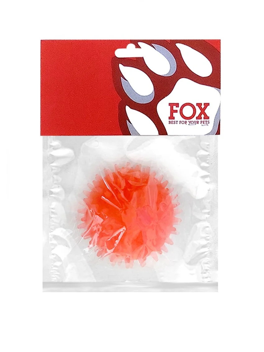 Іграшка для собак ТМ «FOX» «М’яч із шипами» червоний, 6 см (із запахом ванілі)