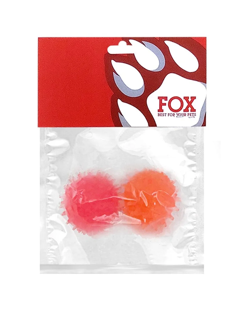 Набір іграшок для собак ТМ «FOX» «М’ячі з шипами» червоний+оранжевий, 4 см (з запахом ванілі)