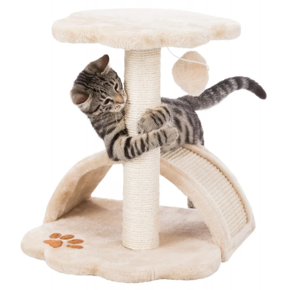 Дряпка Trixie Junior Vitoria для котів з іграшкою на мотузці сизаль/плюш бежева 36х36х43 см — фото 3