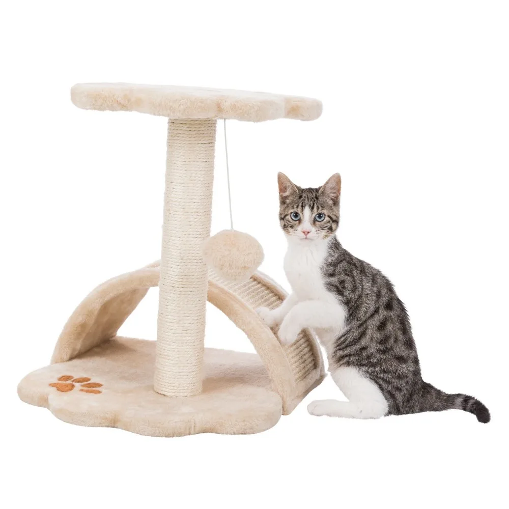 Дряпка Trixie Junior Vitoria для котів з іграшкою на мотузці сизаль/плюш бежева 36х36х43 см — фото 4