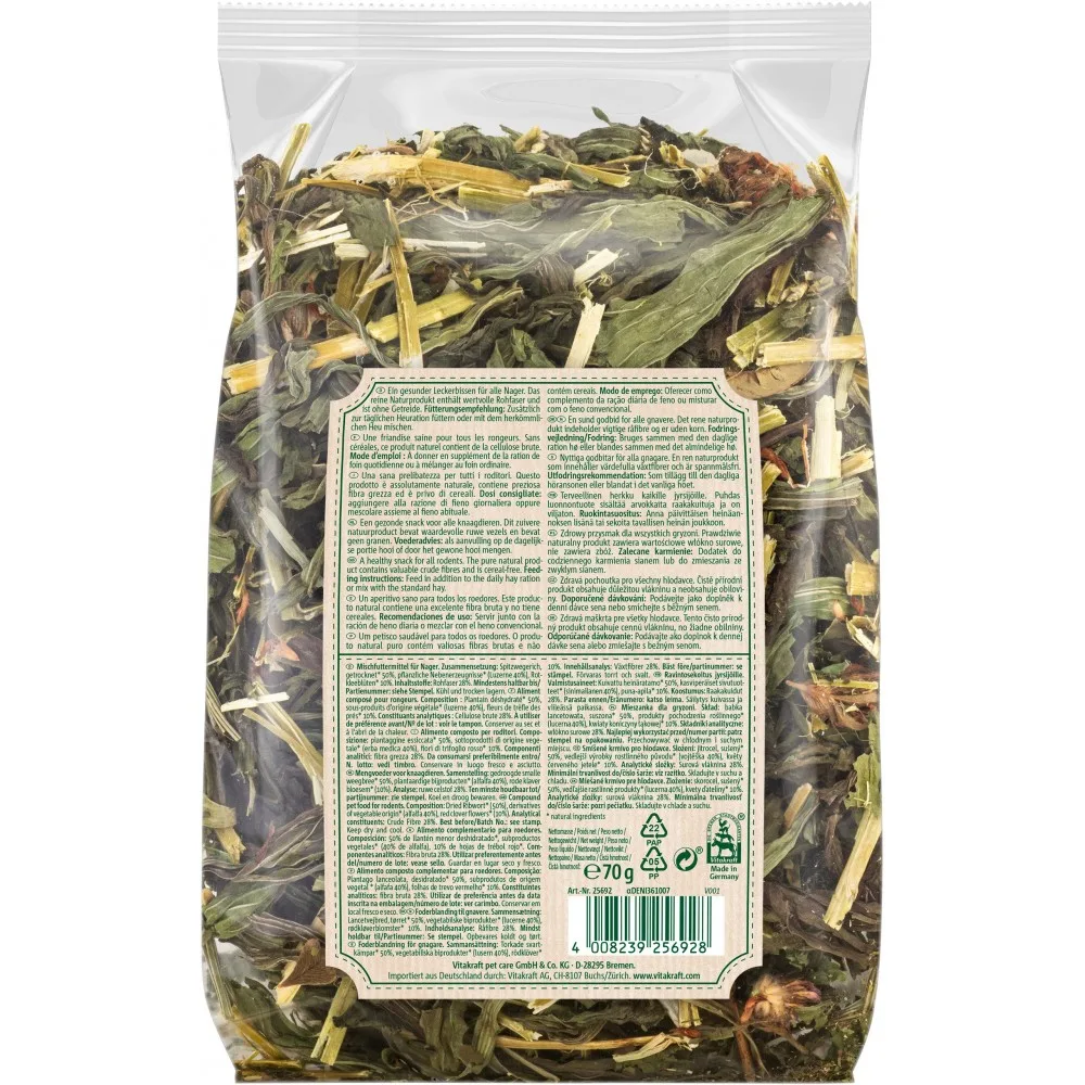 Корм Vitakraft Vita Verde Nature Mix для декоративних гризунів з подорожником та конюшиною 70 г — фото 3