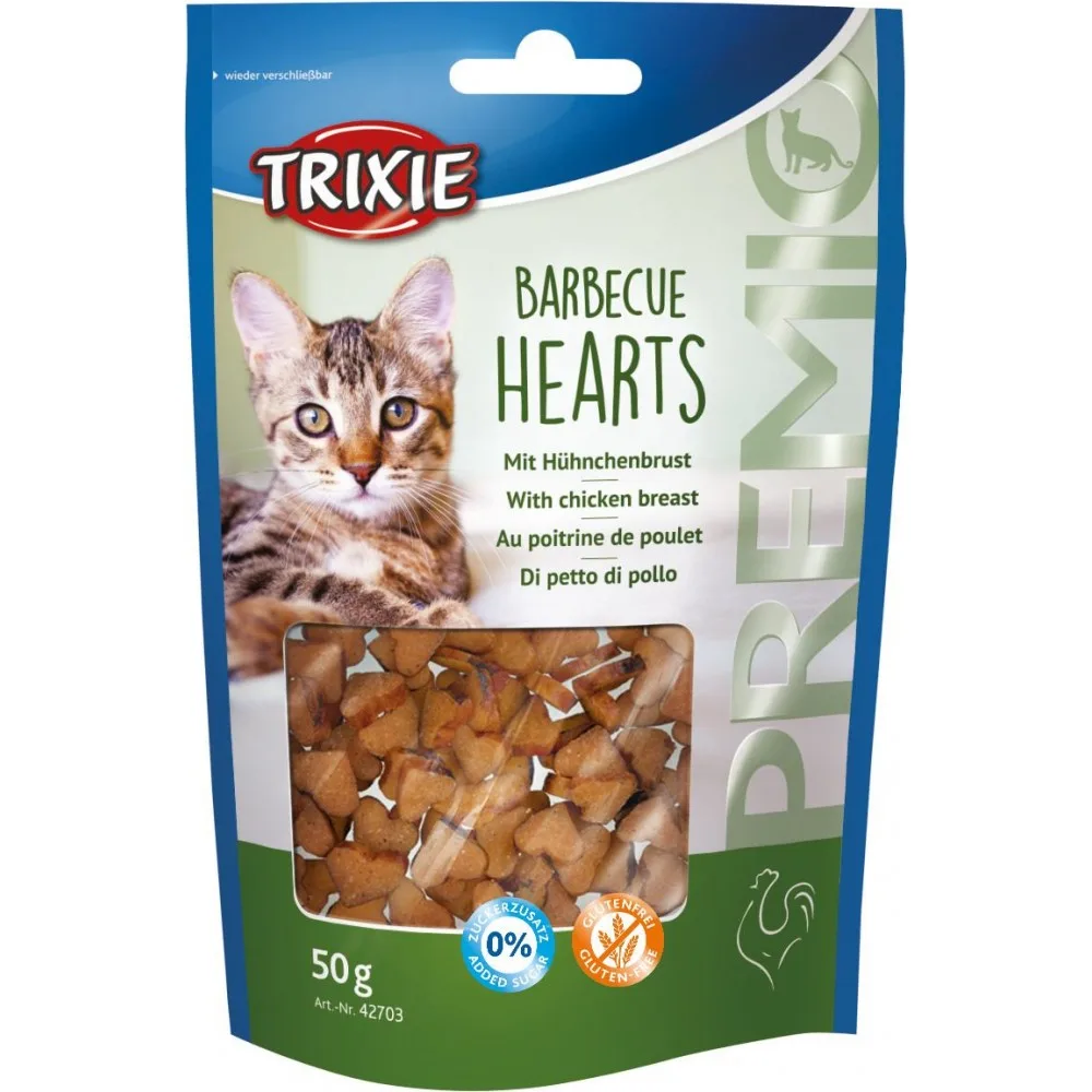 Ласощі Trixie Premio Barbecue Hearts with Chicken Breast для котів сердечка з куркою 50 г — фото 3