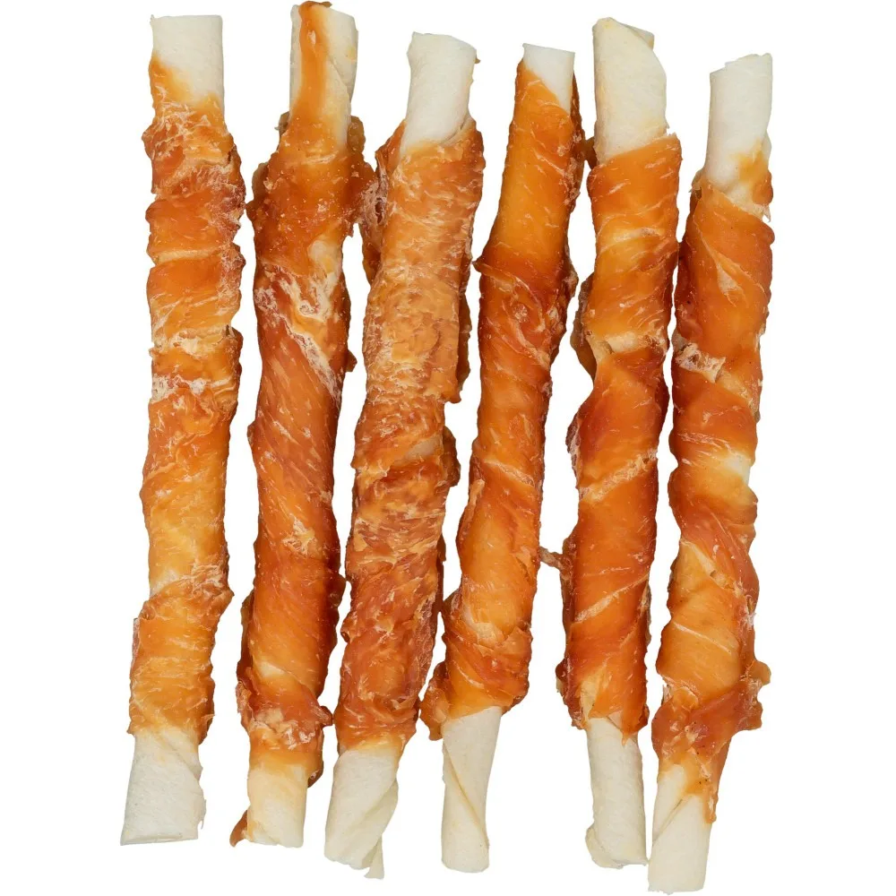 Ласощі Trixie Denta Fun Chewing Rolls для собак Паличка для чищення зубів з куркою 12 см 70 г 6 шт — фото 2
