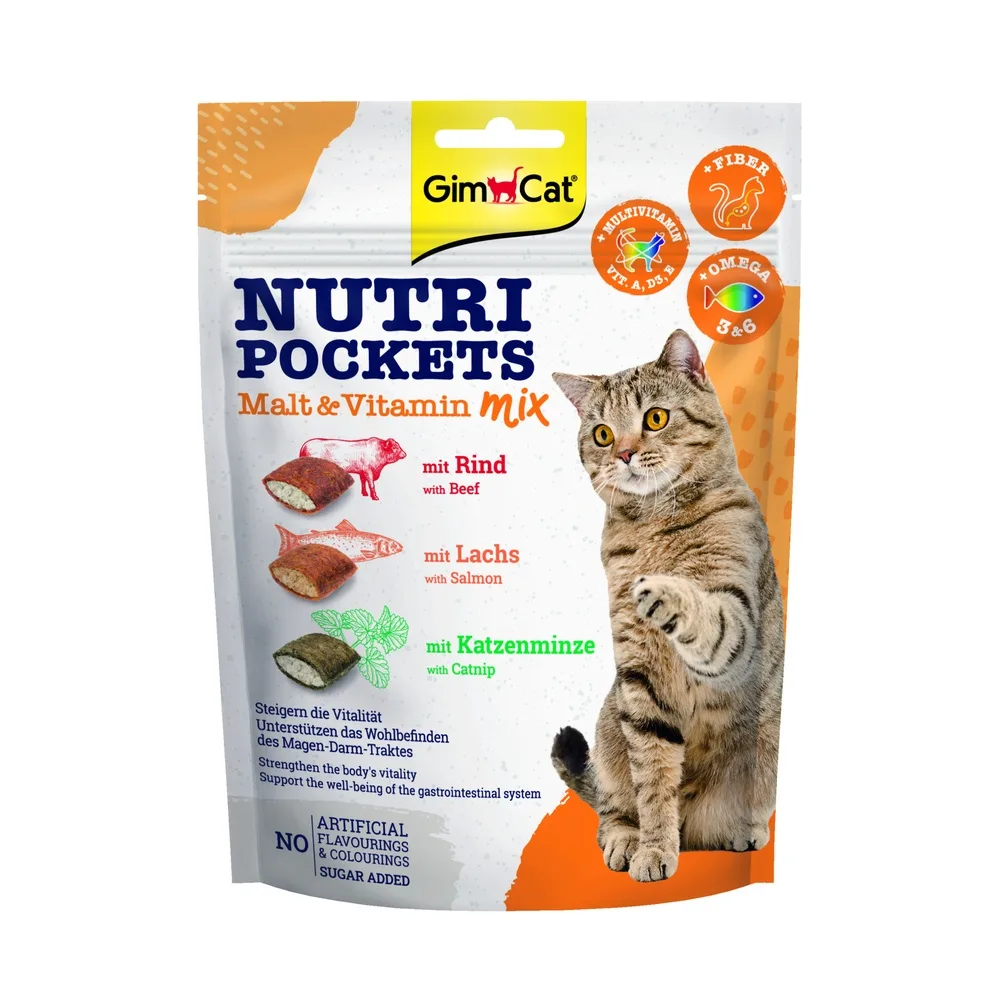 Вітамінні ласощі GimCat Nutri Pockets для котів для зміцнення імунітету мультивітамін мікс 150 г