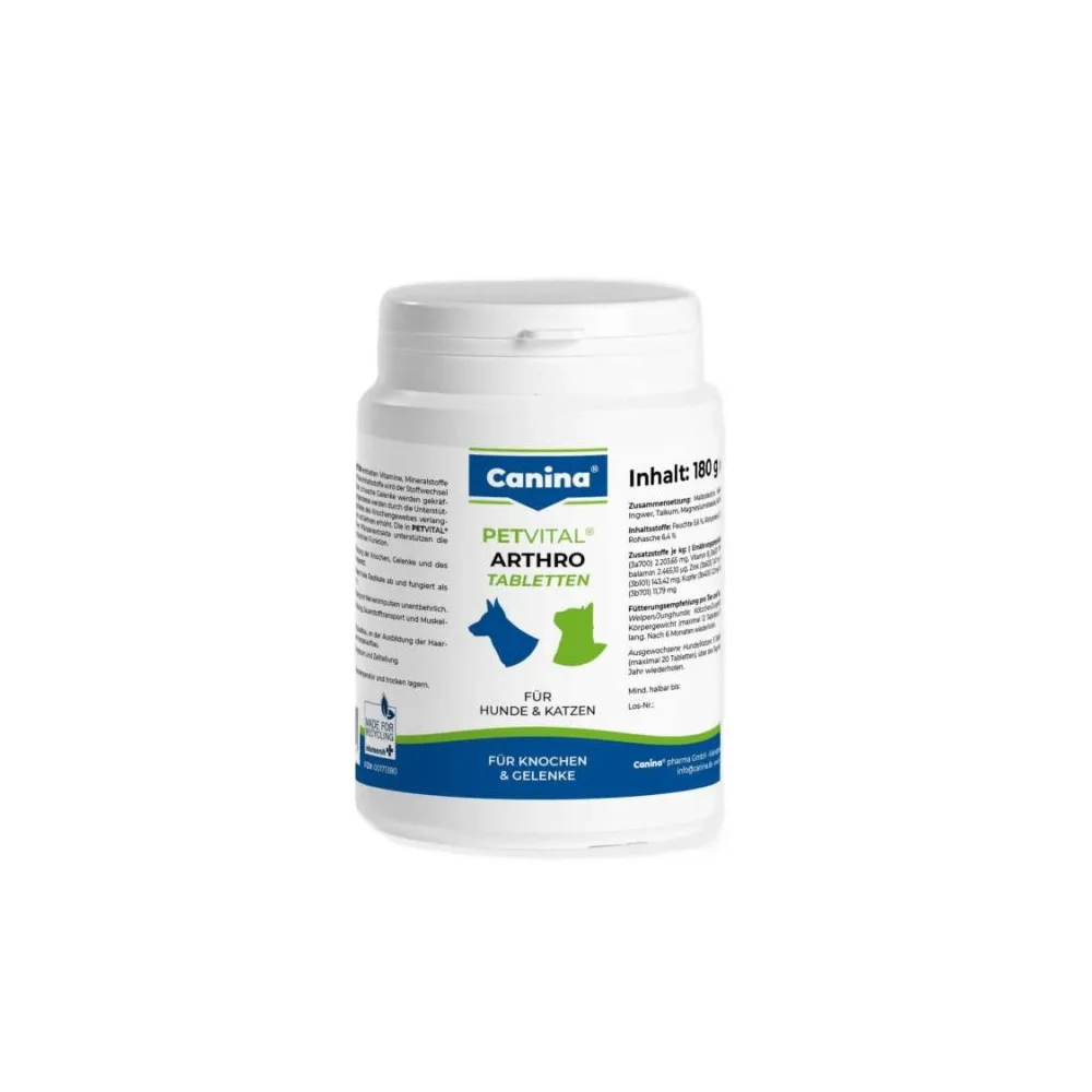 Мінеральний комплекс Canina Petvital Arthro-Tabletten для собак та котів для проблемних суглобів 180 г 180 табл. — фото 2
