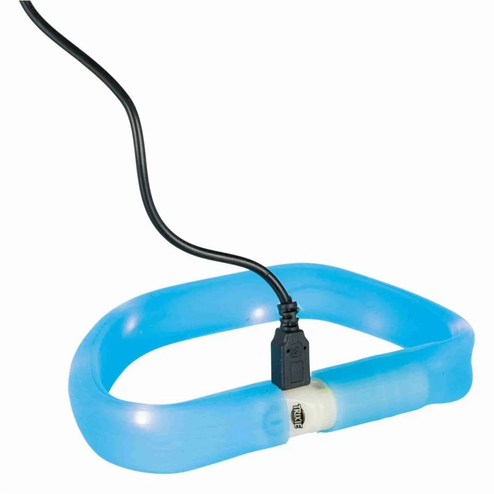 Нашийник Trixie Flash Light Ring USB для собак з підсвічуванням силіконовий синій широкий розмір M-L 50 cм/18 мм — фото 2