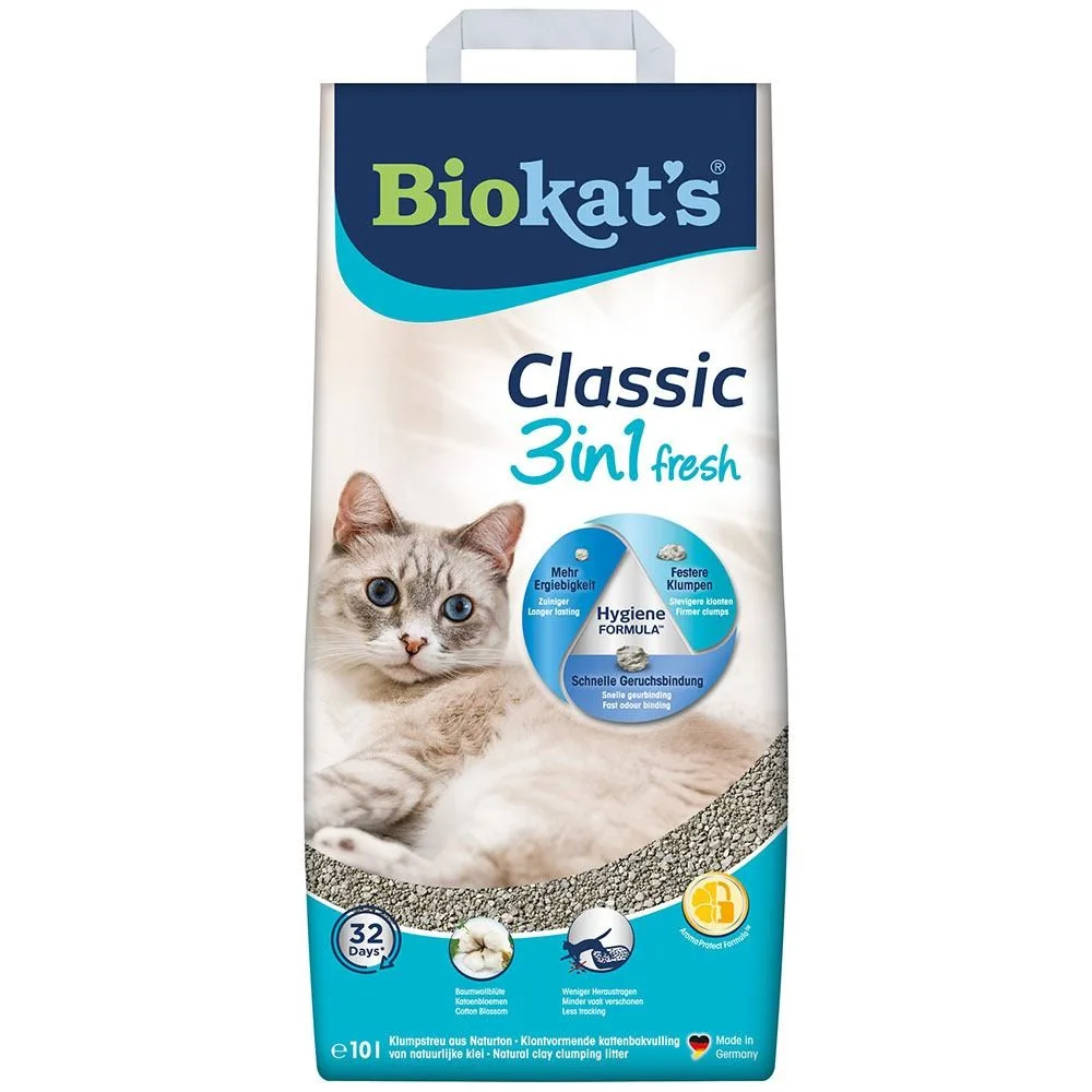 Наповнювач Biokat’s для котячого туалету Classic Fresh 3in1 Cotton Blossom бентонітовий 10 кг