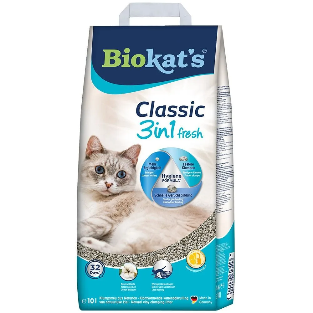 Наповнювач Biokat’s для котячого туалету Classic Fresh 3in1 Cotton Blossom бентонітовий 10 кг — фото 3