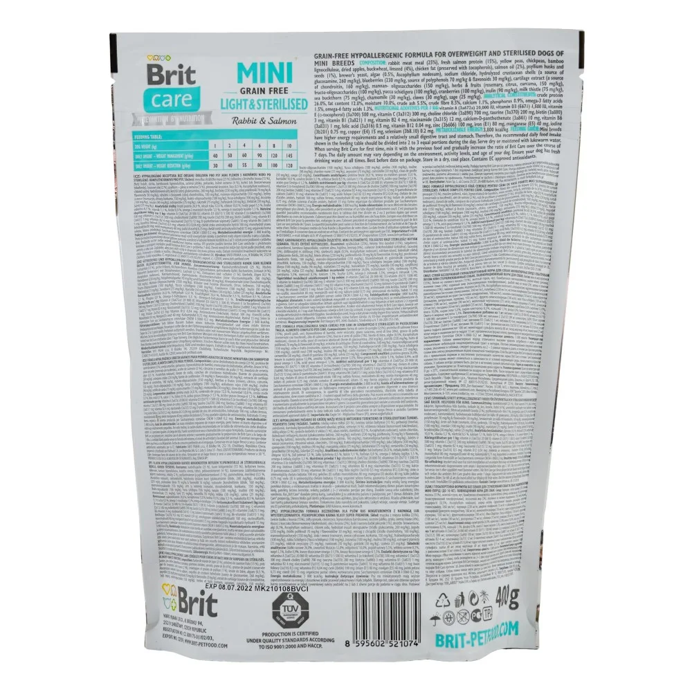 Корм сухий Brit Care Grain Free Mini Light Sterilised для дорослих собак дрібних порід з зайвою вагою або стерілізованих з к — фото 3