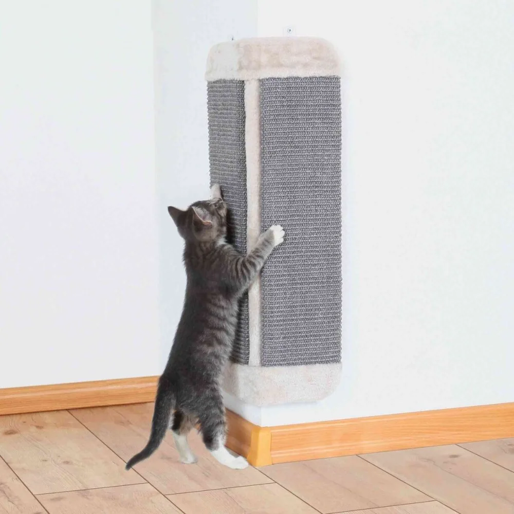 Дряпка Trixie для котів настінна кутова сизаль/плюш сіра 32x60 см — фото 2