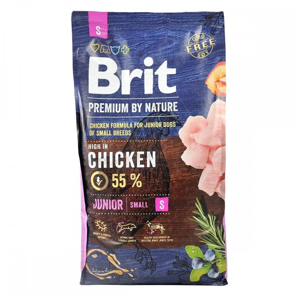 Корм сухий Brit Premium Dog Junior S для молодих собак дрібних порід від 1 до 12 місяців вагою 1-10 кг з куркою 8 кг — фото 4