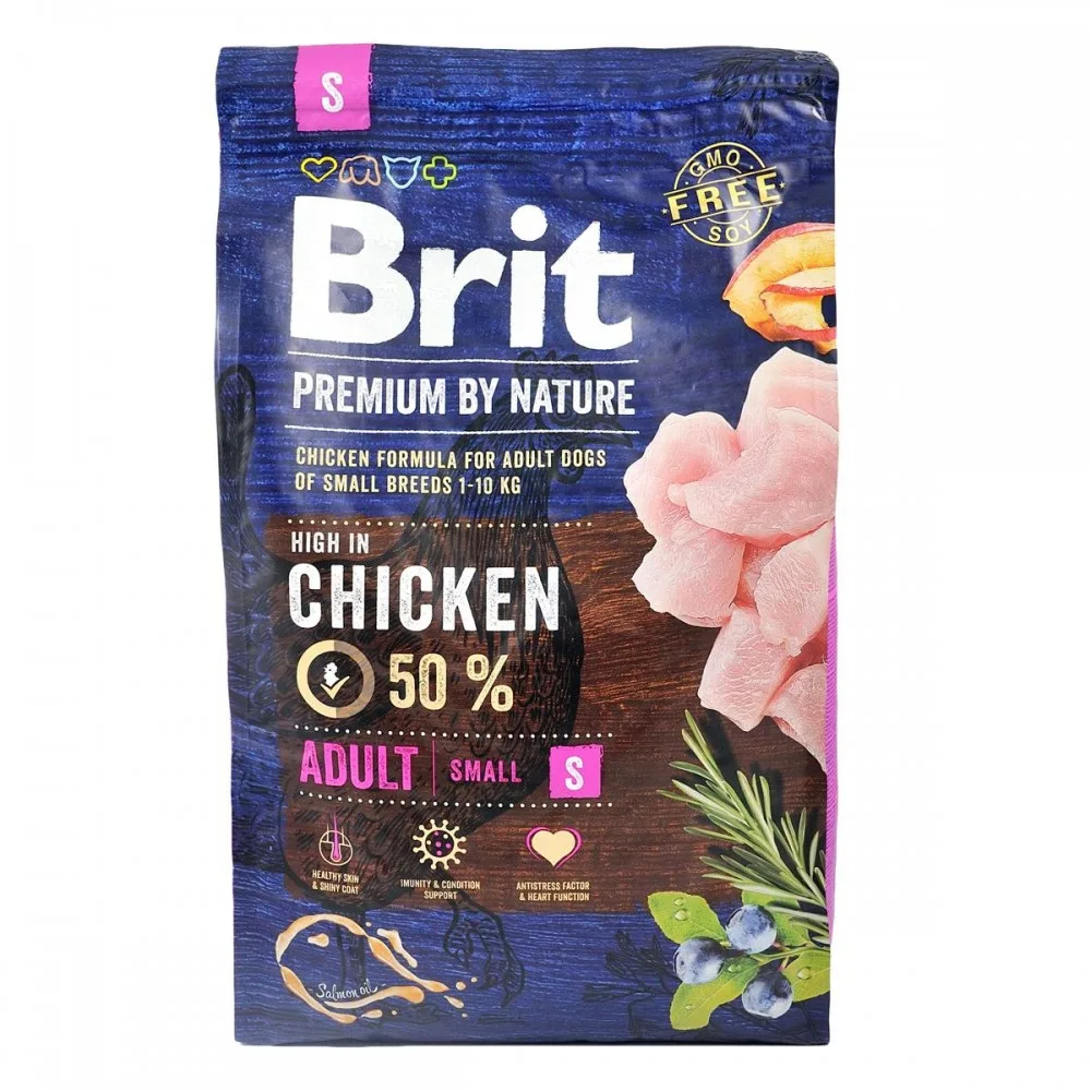 Корм сухий Brit Premium Dog Adult S для дорослих собак дрібних порід вагою 1-10 кг з куркою 3 кг — фото 3