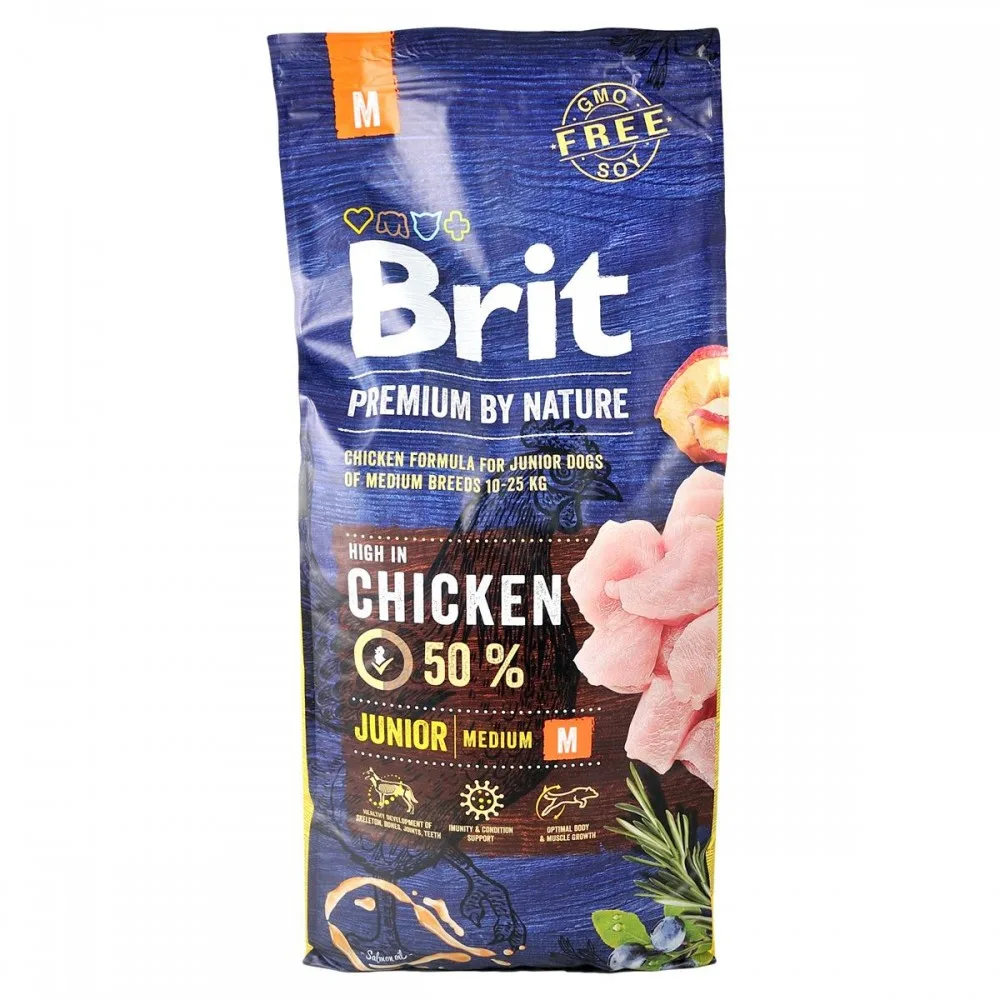 Корм сухий Brit Premium Dog Junior M для цуценят та молодих собак середніх порід від 1 до 12 місяців вагою 10-25 кг з куркою — фото 4