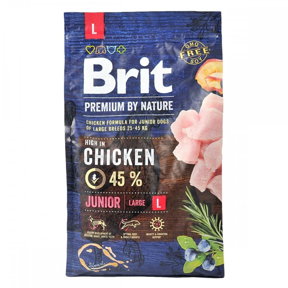 Корм сухий Brit Premium Dog Junior L для цуценят та молодих собак великих порід від 1 до 24 місяців вагою 25-45 кг з куркою — фото 3