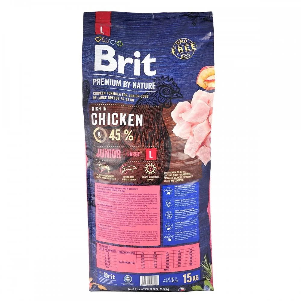 Корм сухий Brit Premium Dog Junior L для цуценят та молодих собак великих порід від 1 до 24 місяців вагою 25-45 кг з куркою — фото 4