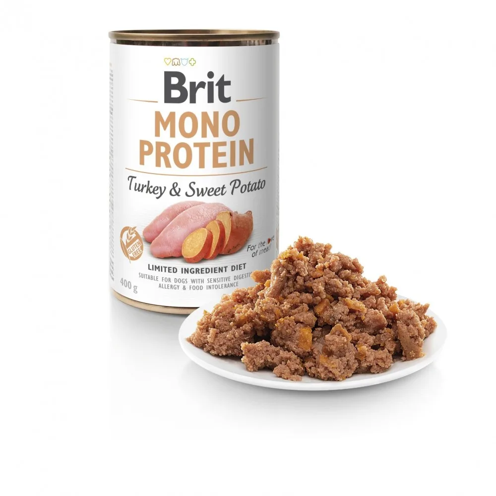 Корм вологий Brit Mono Protein Turkey and Sweet Potato для собак з індичкою та бататом 400 г — фото 2