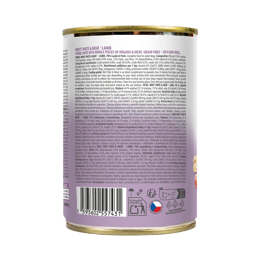 Корм вологий Brit Care Pate and Meat для дорослих собак з ягням 400 г — фото 2