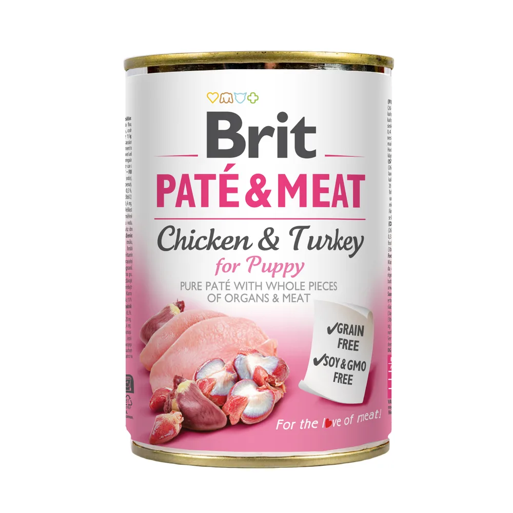 Корм вологий Brit Care Pate and Meat для цуценят з куркою та індичкою 400 г