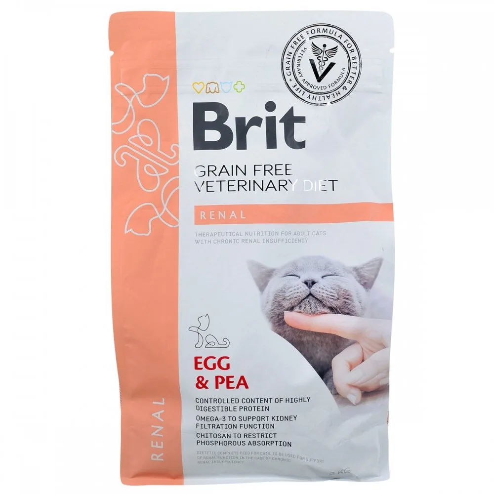 Корм сухий Brit Grain Free VetDiet Cat Renal для котів з захворюванням нирок з яйцем та горохом 2 кг — фото 3