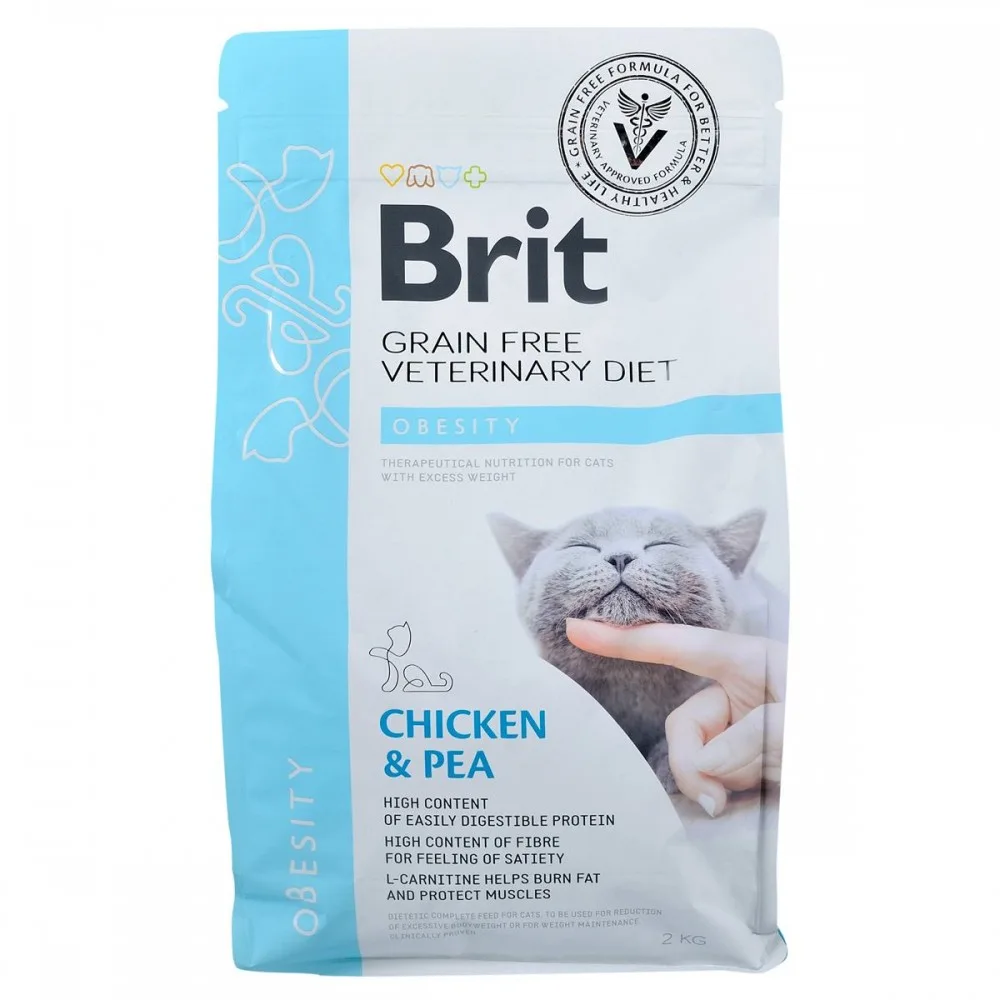 Корм сухий Brit Grain Free VetDiet Cat Obesity для котів з зайвою вагою та ожирінням з куркою та горохом 2 кг — фото 3