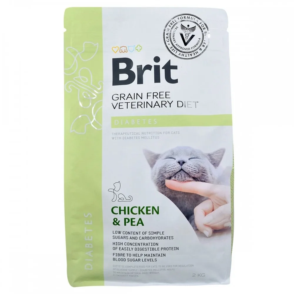 Корм сухий Brit Grain Free VetDiet Cat Diabetes для котів з цукровим діабетом беззерновий з куркою та горохом 2 кг — фото 3