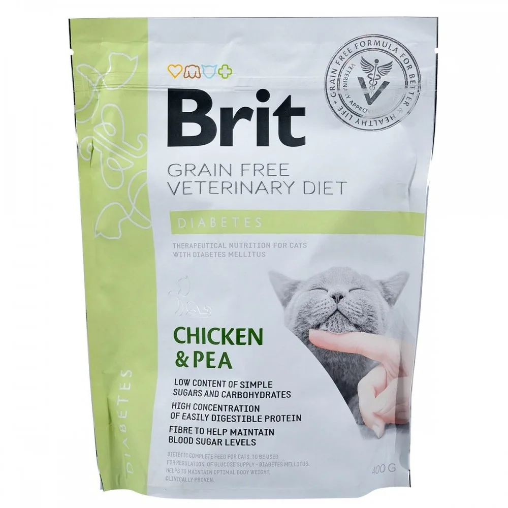 Корм сухий Brit Grain Free VetDiet Cat Diabetes для котів з цукровим діабетом беззерновий з куркою та горохом 400 г — фото 3