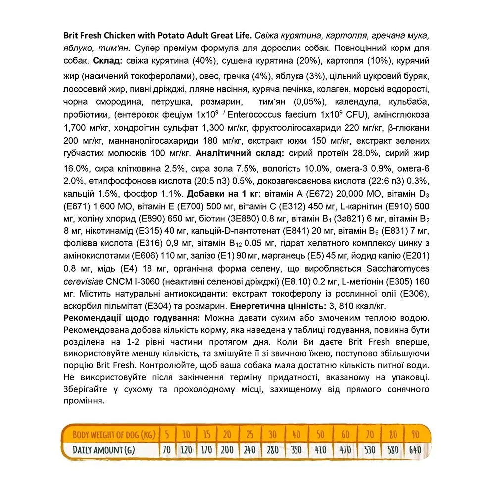 Корм сухий Brit Fresh Chicken/Potato Adult для дорослих собак всіх порід з куркою та картоплею 2,5 кг — фото 4