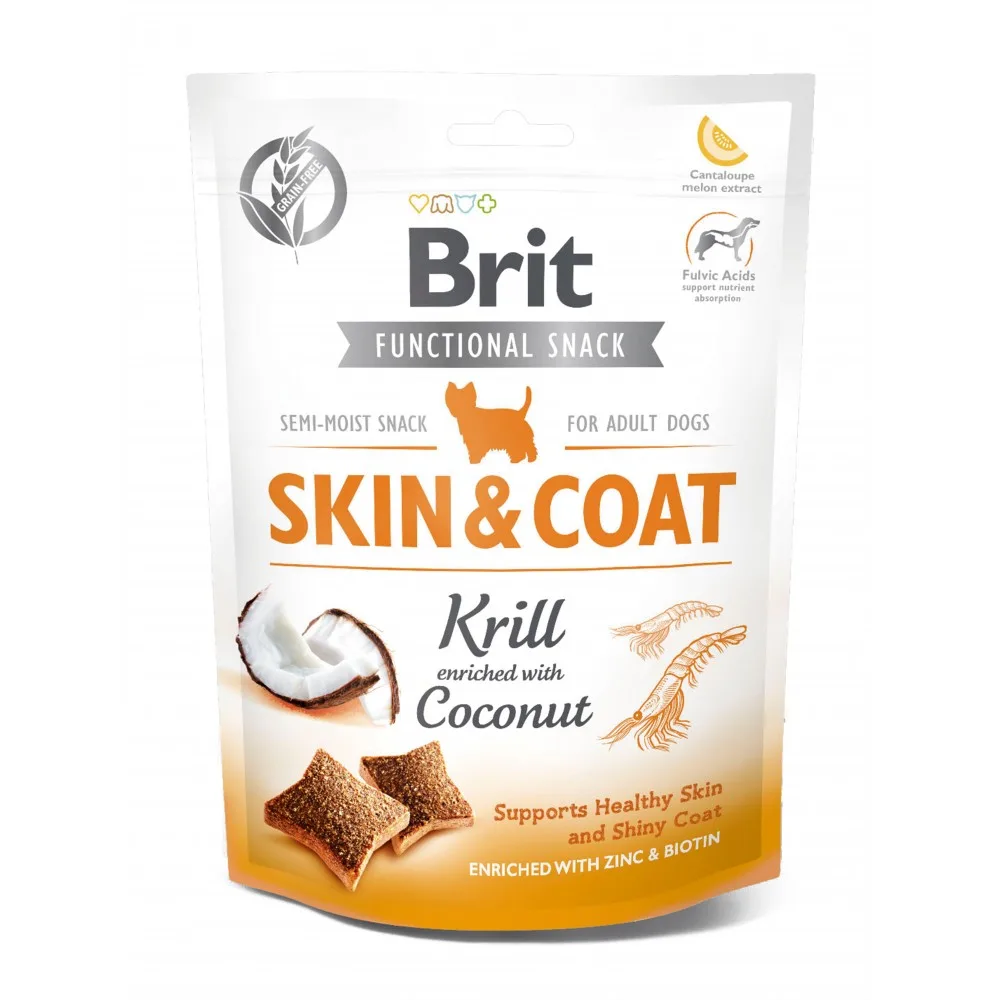 Ласощі Brit Care Functional Snack Skin & Coat для собак для здорової шкіри та шерсті з крилем та кокосом 150 г
