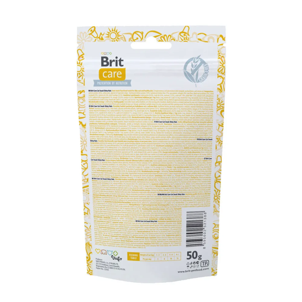 Ласощі Brit Care Functional Snack Shiny Hair для котів для здоров’я шкіри та шерсті з лососем 50 г — фото 3