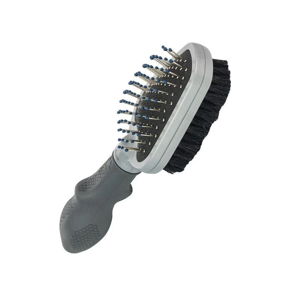 Гребінець-щітка FURminator для котів та собак двостороння з гумовою ручкою та захисними кульками — фото 2