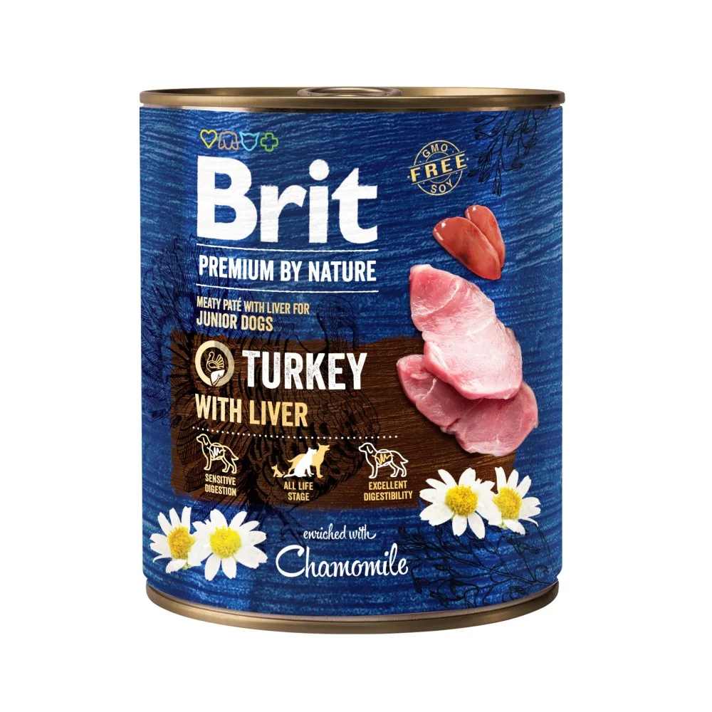 Корм вологий Brit Premium by Nature k консерви для собак з індичкою та індичою печінкою 800 г