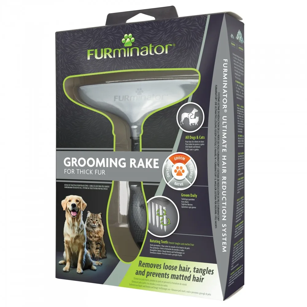 Гребінь FURminator для собак та котів з обертовими зубцями для густої шерсті