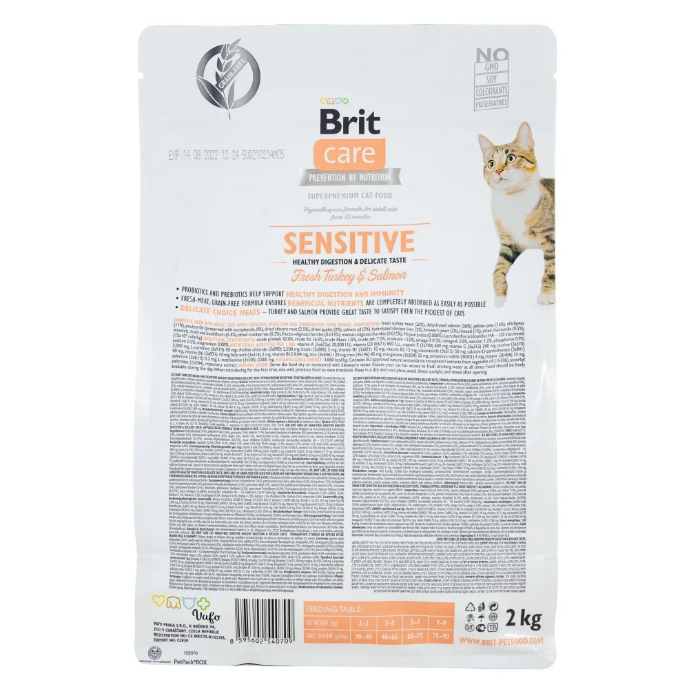 Корм сухий Brit Care Cat Grain Free Sensitive HDigestion Delicate Taste для котів з чутливим травленням індичка та лосось 2 — фото 3