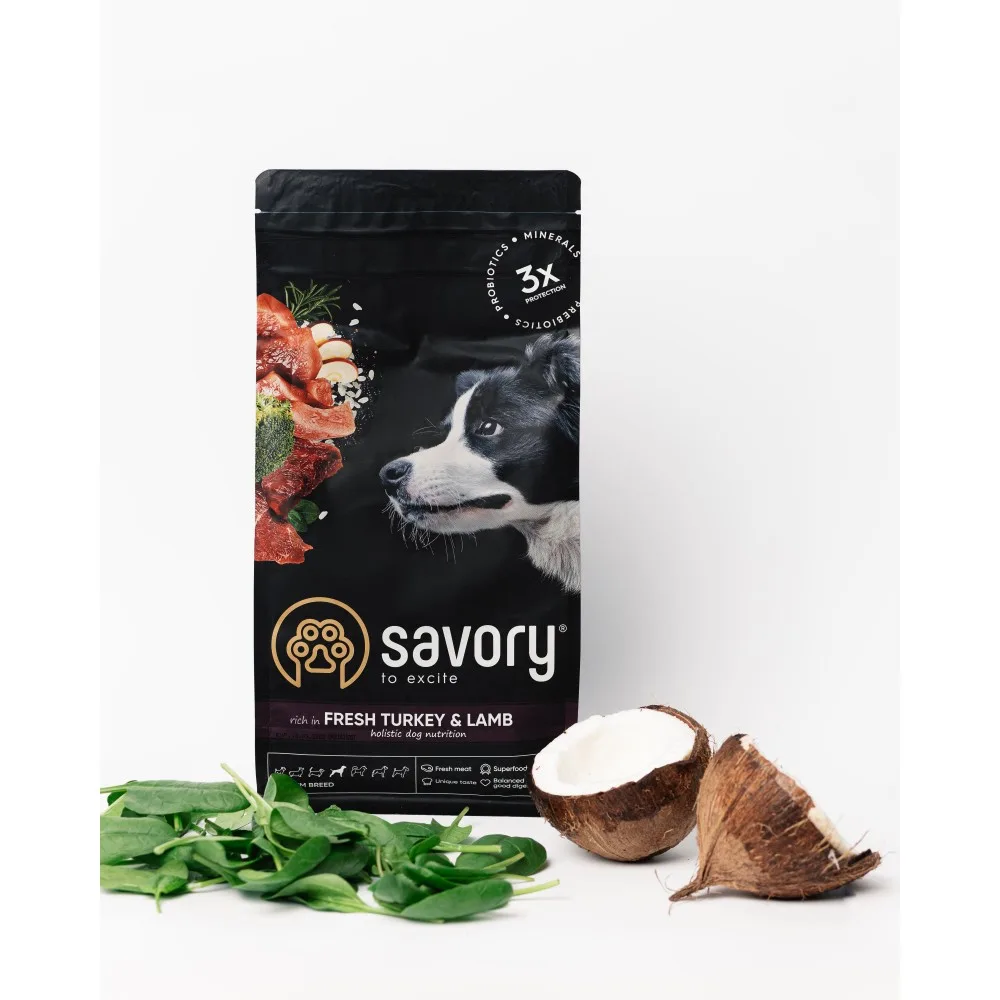 Корм сухий Savory Medium Breed rich in Fresh Turkey & Lamb для дорослих собак середніх порід від 10 до 25 кг зі свіжим ягням — фото 4