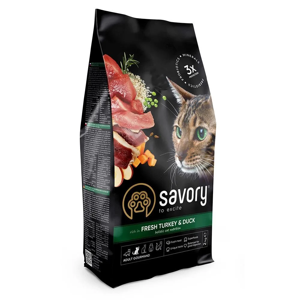Корм сухий Savory Adult Cat Gourmand Fresh Turkey & Duck для котів-гурманів зі свіжою індичкою та качкою 2 кг
