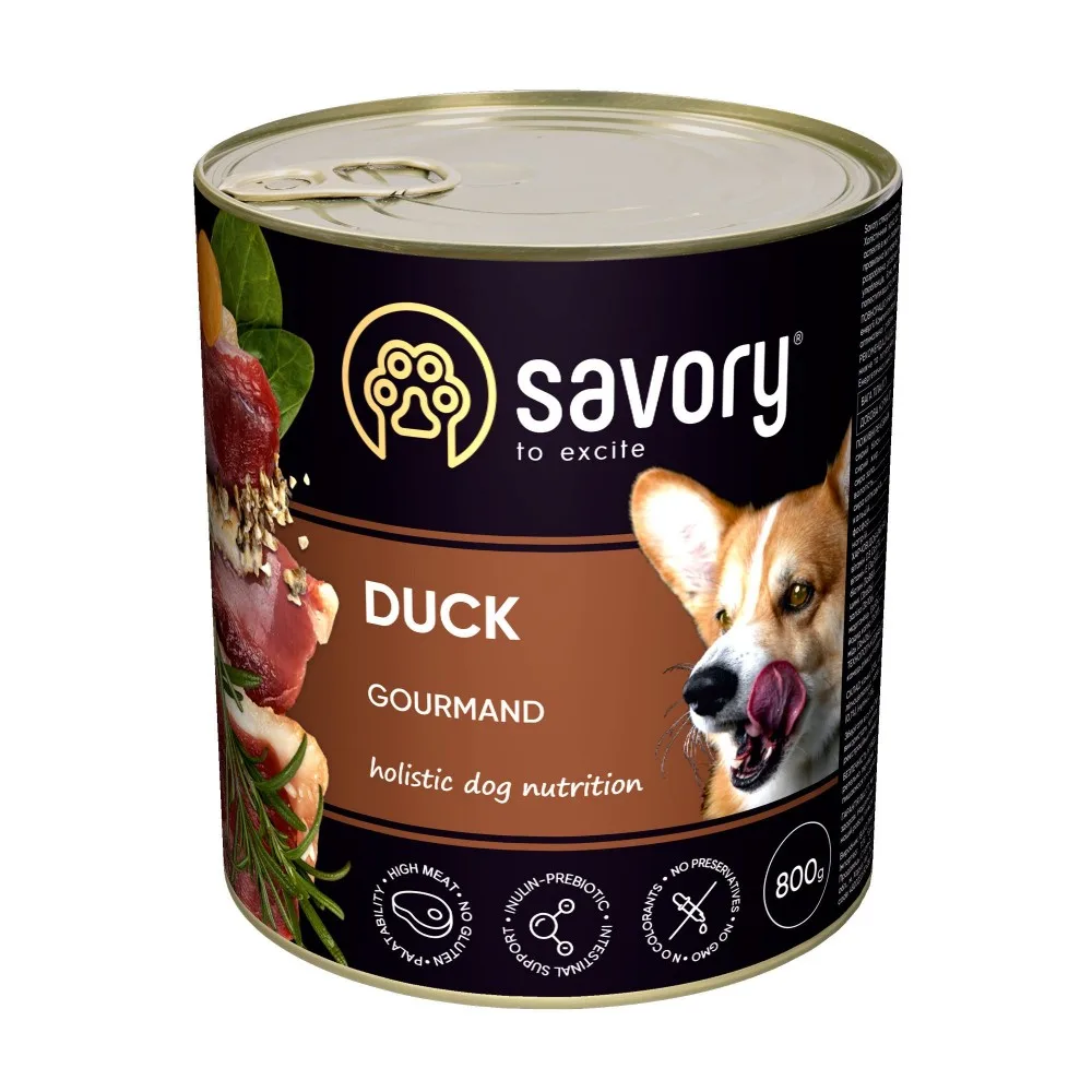 Корм вологий Savory Dog Gourmand Duck паштет для дорослих собак усіх порід з качкою 800 г