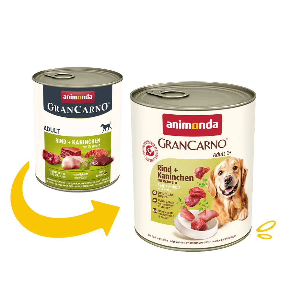 Корм вологий GranCarno Adult Beef Rabbit with Herbs для дорослих собак з яловичиною кроликом і травами 800 г — фото 2