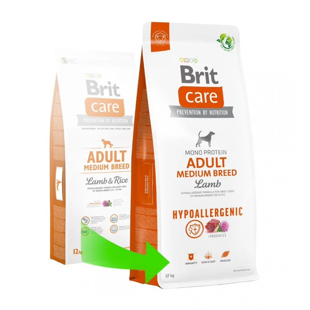 Корм сухий Brit Care Dog Hypoallergenic Adult Medium Breed для собак середніх порід гіпоалергенний з ягням 12 кг — фото 2