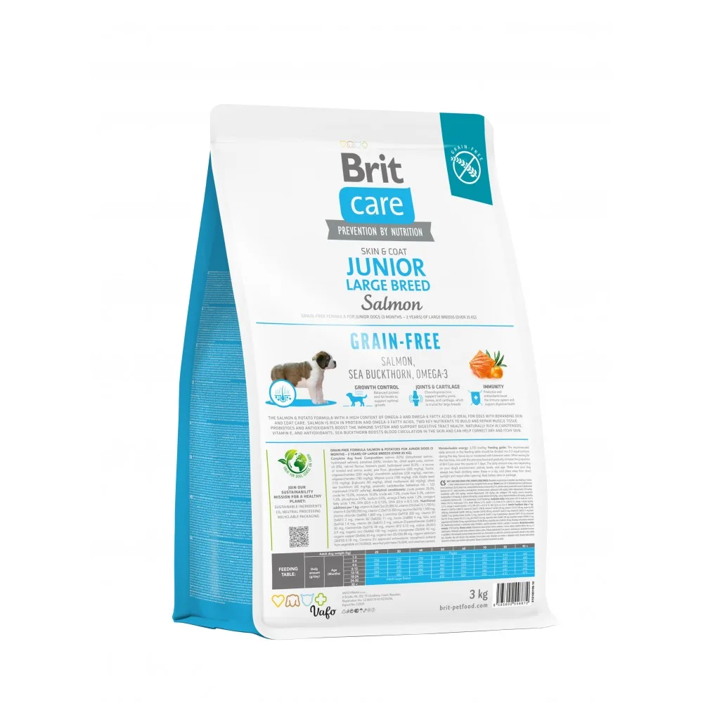 Корм сухий Brit Care Dog Grain-free Junior Large Breed для молодих собак великих порід беззерновий з лососем 3 кг — фото 3