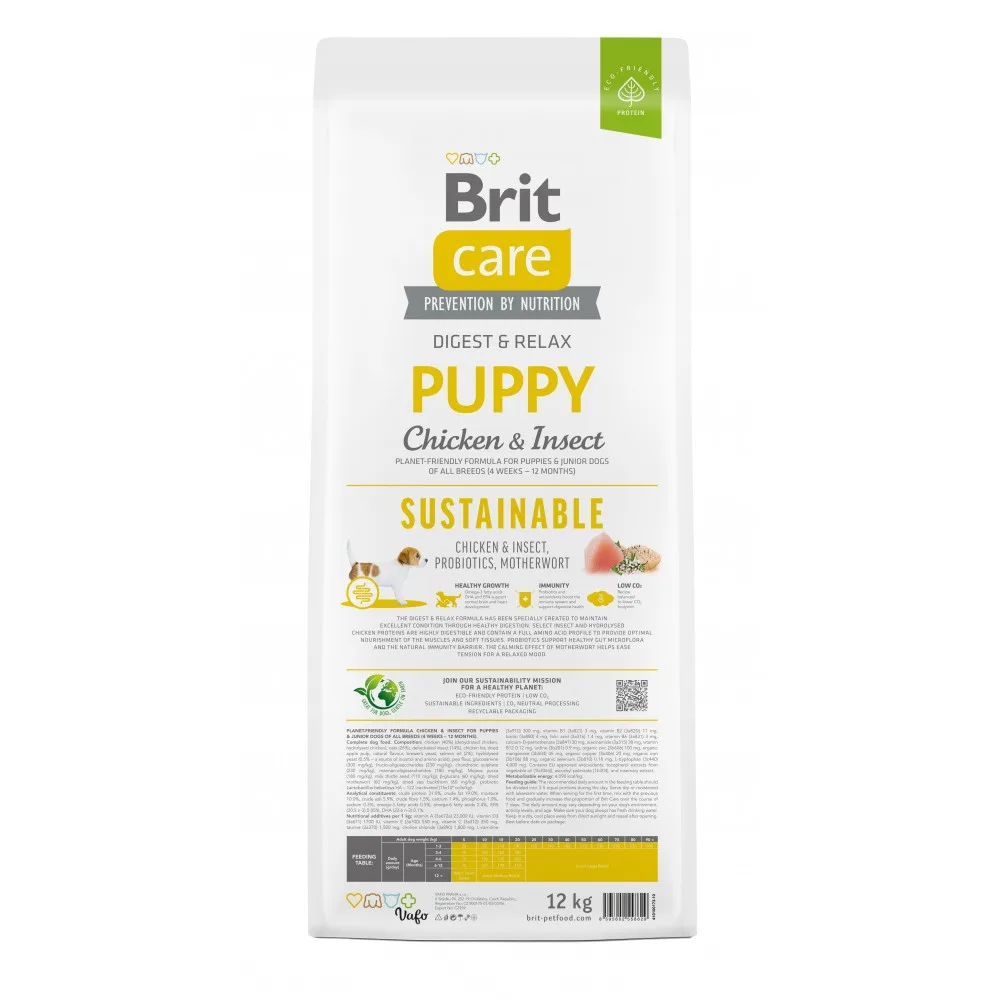 Корм сухий Brit Care Dog Sustainable Puppy для цуценят з куркою та комахами 12 кг — фото 4