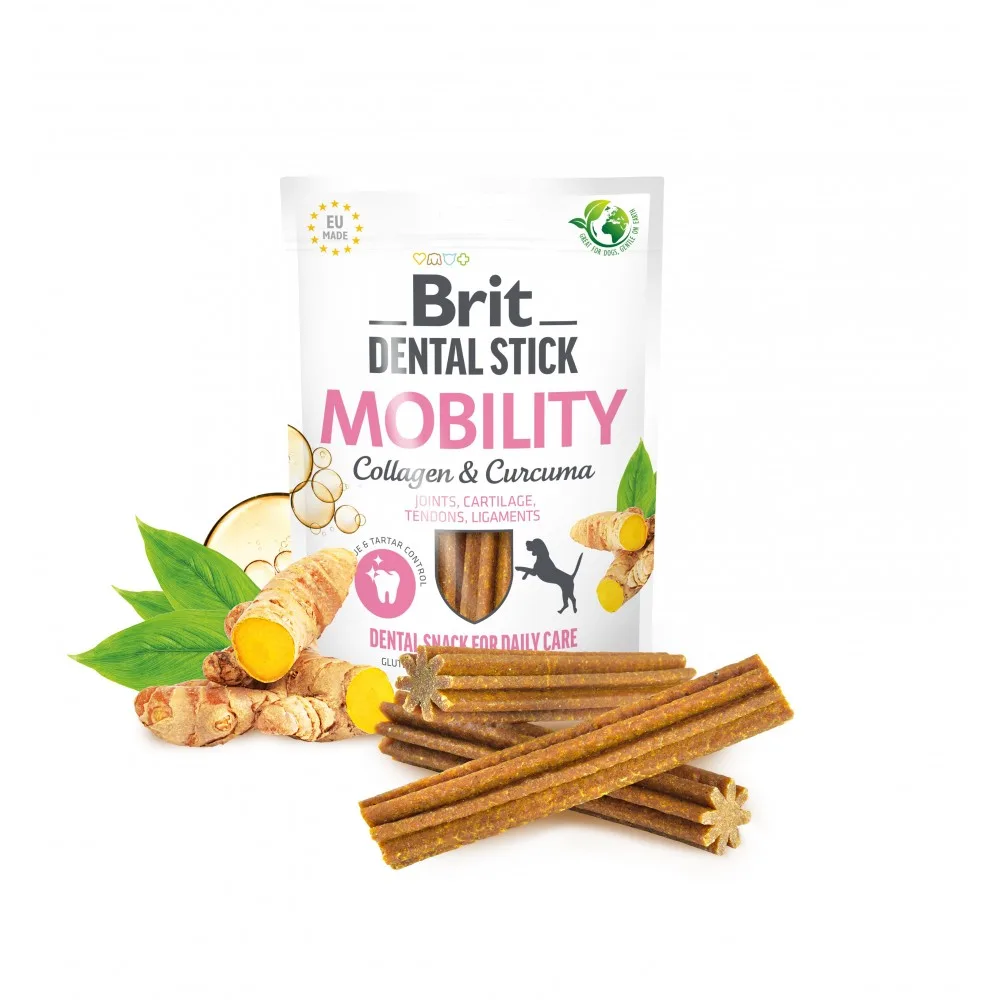 Ласощі Brit Dental Stick Mobility для дорослих собак з колагеном і куркумою для мобільності суглобів 7 шт 251 г — фото 2