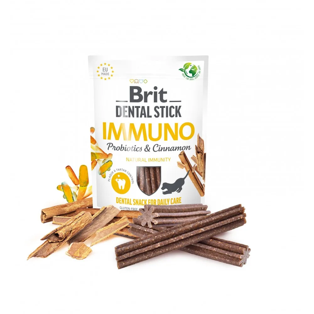 Ласощі Brit Dental Stick Immuno для дорослих собак з пробіотиками та корицею для міцного імунітету 7 шт 251 г — фото 2