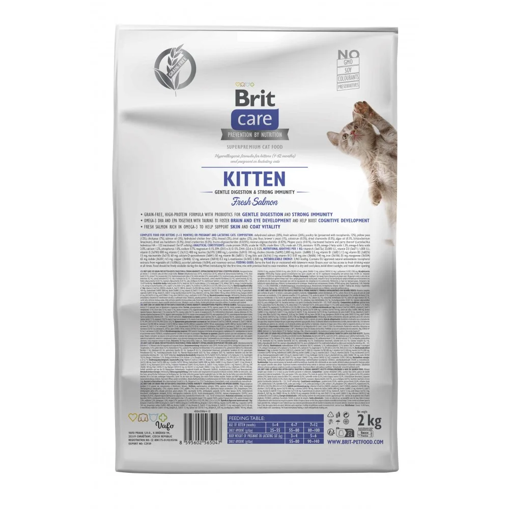 Корм сухий Brit Care Cat Grain Free Kitten Gentle Digestion Strong Immunity для кошенят для міцного імунітету з лососем 2 кг — фото 3
