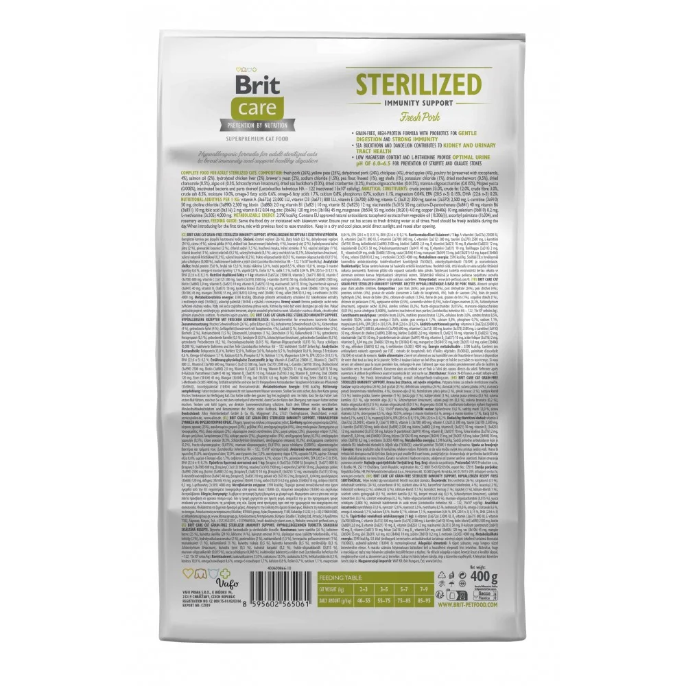 Корм сухий Brit Care Cat Grain Free Sterilized Immunity Support для стерилізованих котів для підтримки імунітету зі свининою — фото 2