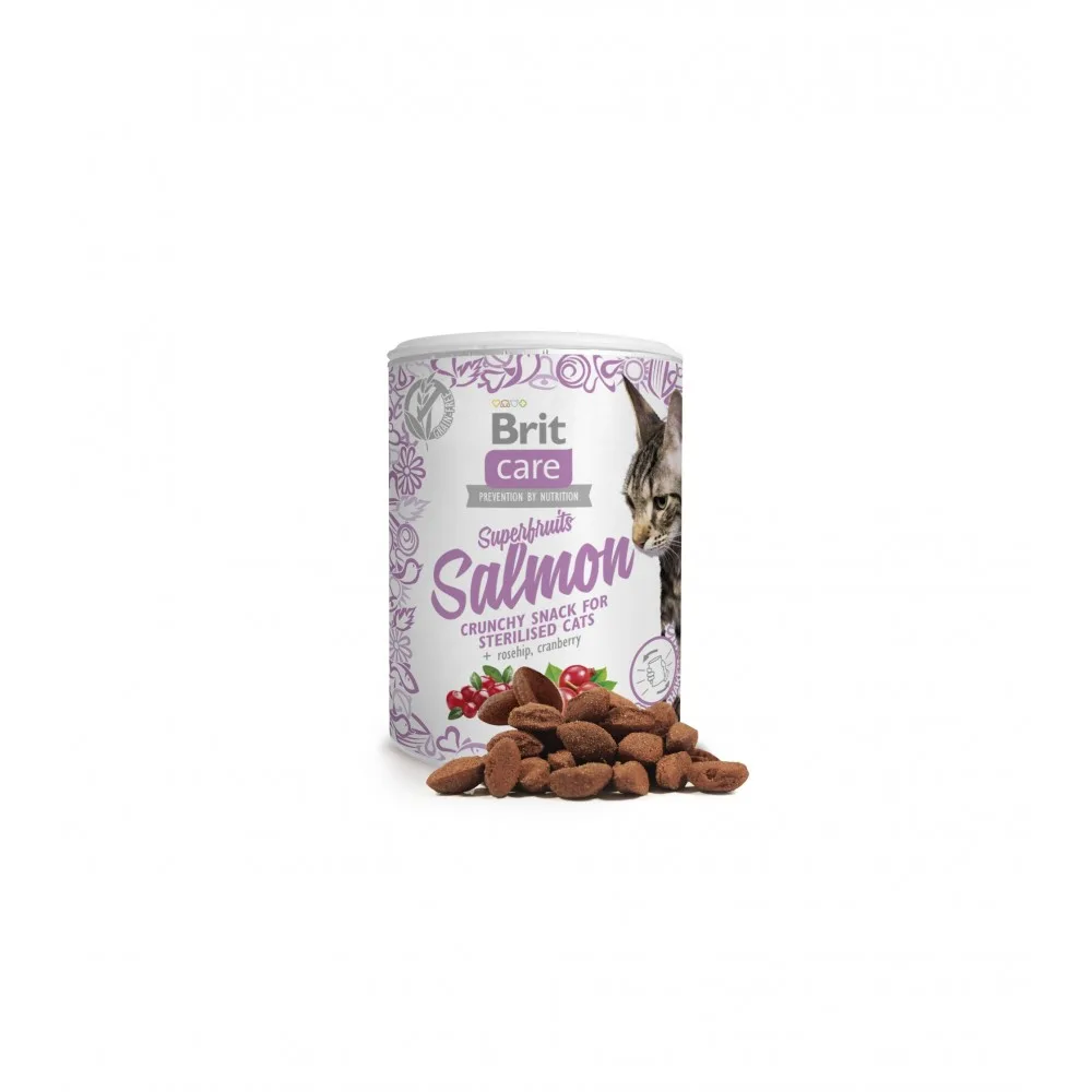 Ласощі Brit Care Superfruits Salmon для стерилізованих котів з лососем шипшиною та журавлиною 100 г — фото 2