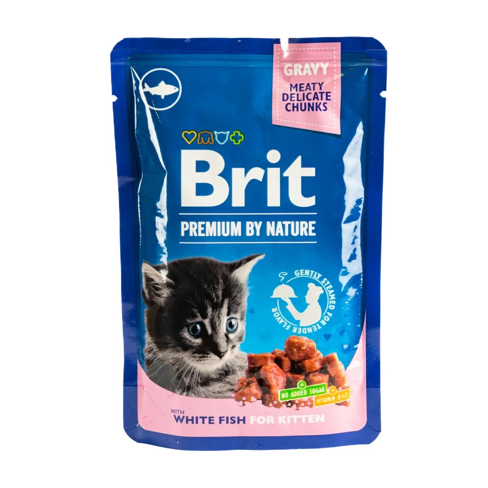 Корм вологий Brit Premium White fish for Kitten для кошенят біла риба 100 г