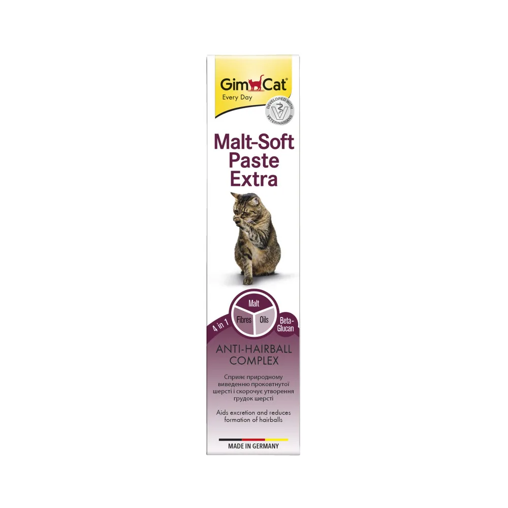 Паста GimCat Every Day Malt-Soft Paste Extra для котів для виведення шерсті зі шлунку 20 г — фото 2